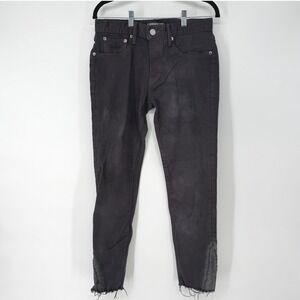 Moussy Vintage Womens 28 Faded Black Distressed Raw Hem Skinny Selvedge Jeans